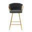 Chaise de bar moderne et moderne avec tabourets hauts et pattes plaquées or pour salle à manger en lin gris foncé