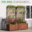 Set of 2 Raised Garden Beds with Trellis, Natural Wood Planter Boxes with Drainage Holes for Vegetables & Climbing Plants, Privacy Screen, Easy Assembly
