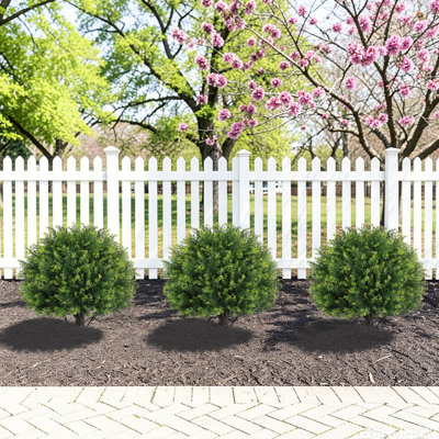 24 Inch Artificial Cedar Topiary Ball Trees With Ground Spike