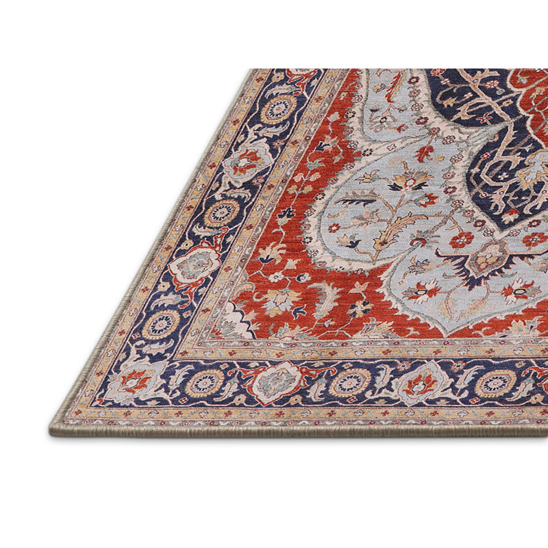 Tapis oriental rouge / bleu Lernig, Rectangle 4 pi x 6 pi