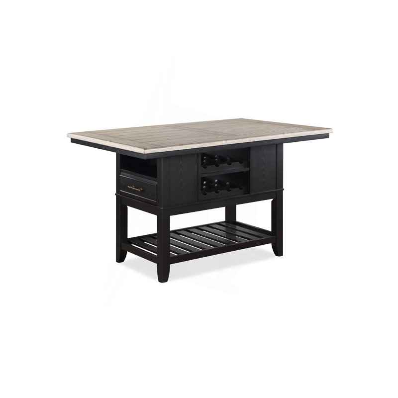 Table de salle à manger à hauteur de comptoir de 1 pièce avec tiroirs de rangement, Gris, Noir, noir, noir, noir