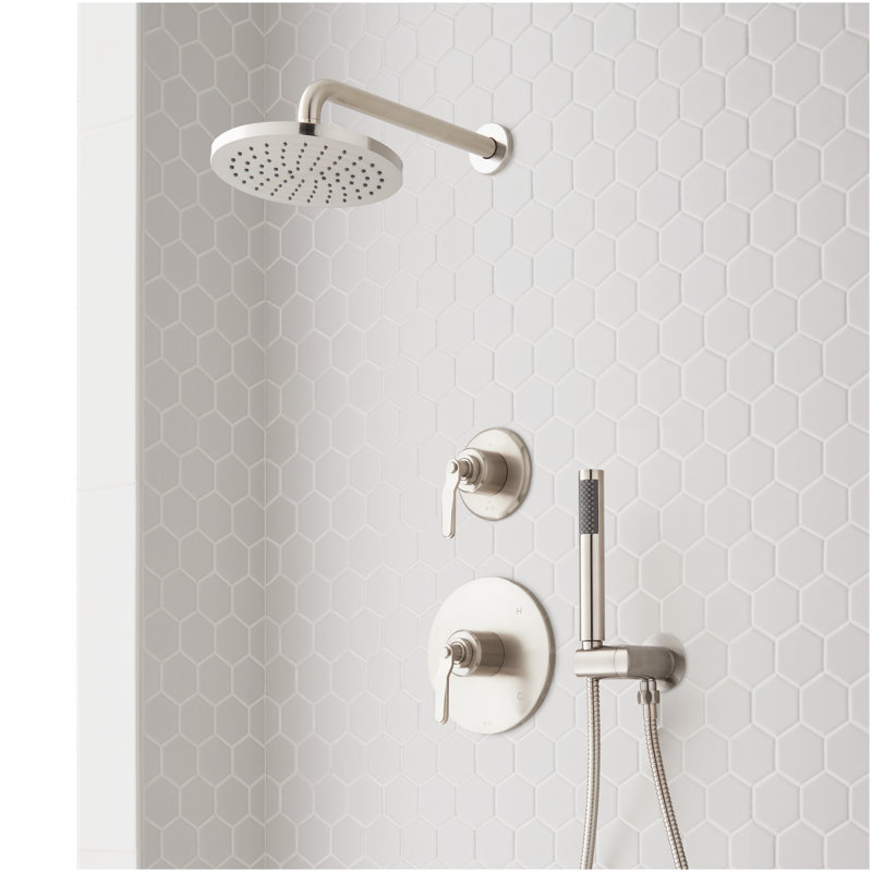 Gunther Pressure Balance Shower System with Hand Shower - Brushed Nickel, Brushed Nickel