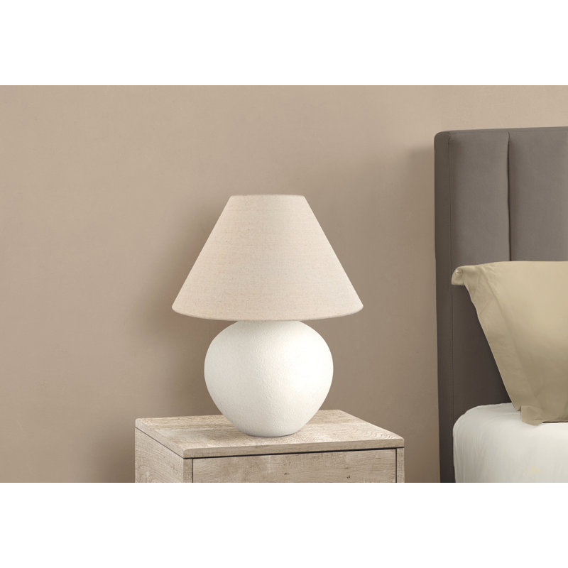 Lighting, H 16 po, lampe de table, abat-jour crème, céramique crème, contemporain
