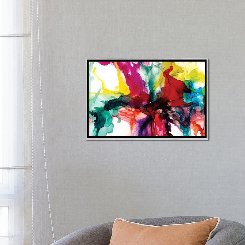 « Jeweltone Prism I » par Jennifer Goldberger-impression, Toile avec cadre argenté, H 18 po x l 26 po x P 1,5 po