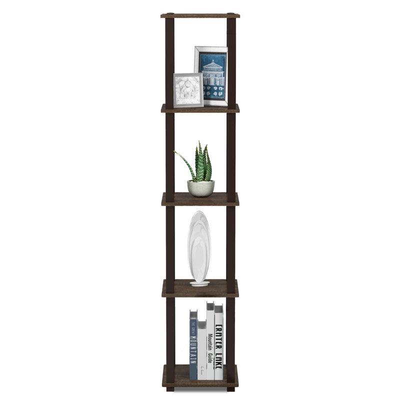 Étagère à livres en plastique H 57,7 "x l 11,6" Delyth, Noyer / tube carré brun