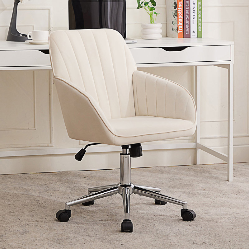 Chaise de bureau réglable, chaise pivotante ergonomique, Beige