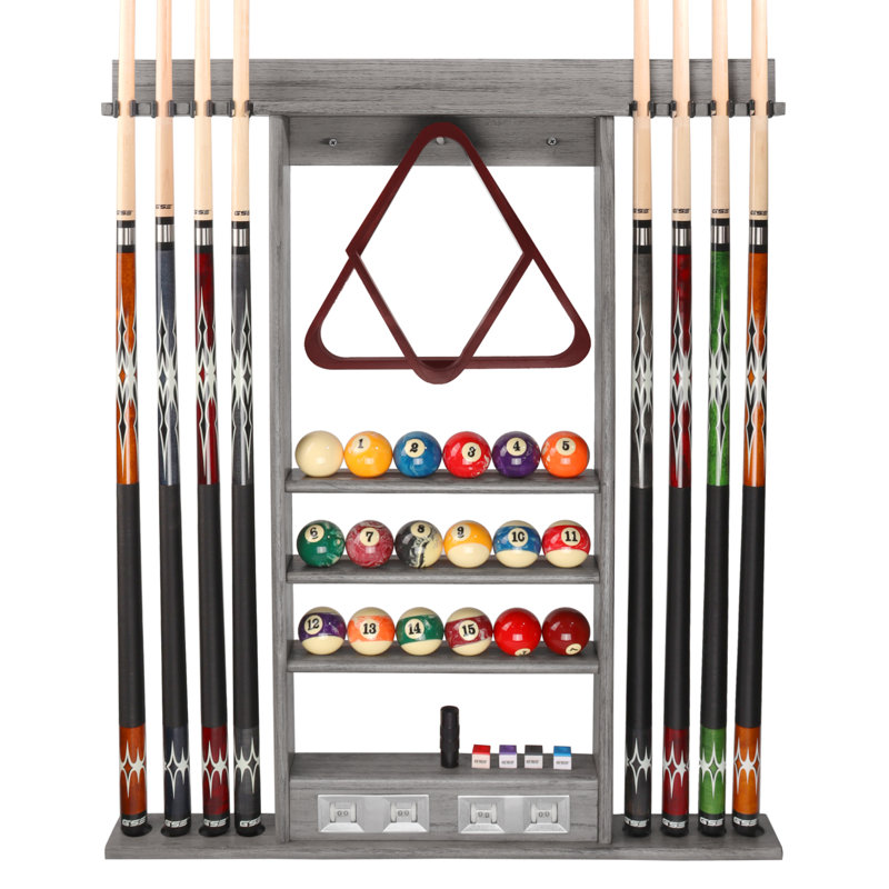 Support mural 8 queues de billard GSE Deluxe, Gris brossé