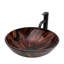 Lavabo vasque de salle de bain en verre trempé avec bonde escamotable, bol rond en verre trempé (sans robinet)-2141228096