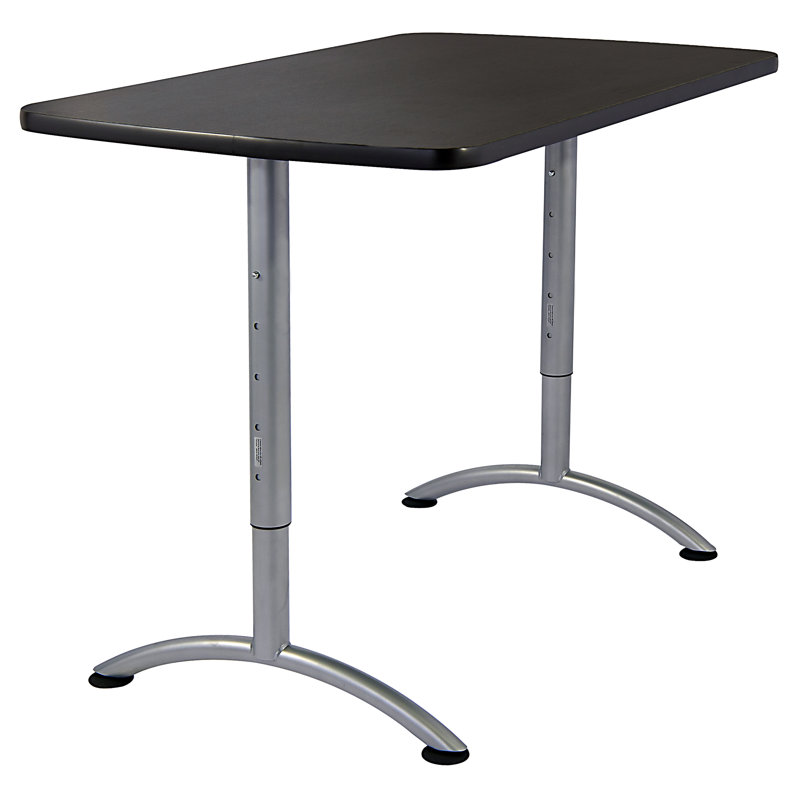 Adjustable Metal Base Standing Desk, 5' L, Graphite/Silver