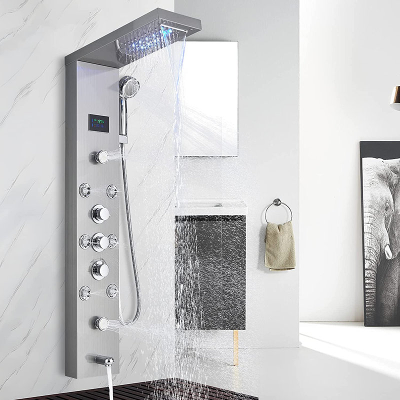 44.88'' Shower Panel with Fixed Shower Head, Silver