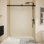 Porte de douche coulissante avec panneaux de verre trempé 6 / 8mm et rail carré en acier inoxydable