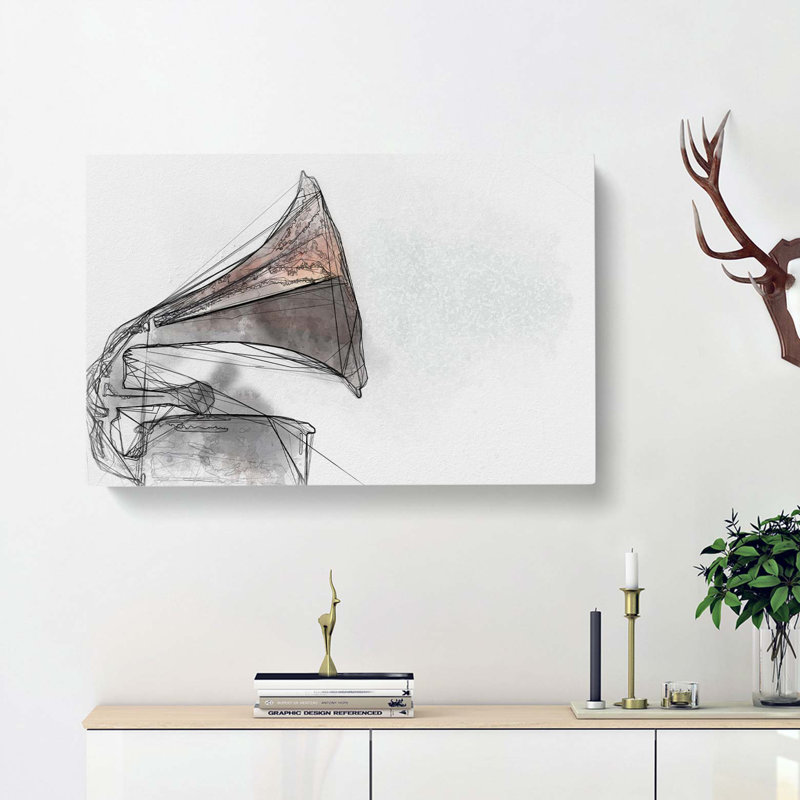 Vintage Gramophone in Abstract - Wrapped Canvas, 50cm H x 76cm W x 3cm D