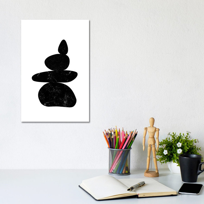 Black Pebbles III by Nouveau Prints - Wrapped Canvas Gallery-Wrapped Canvas Giclée, 20.32 cm H x 30.48 cm W
