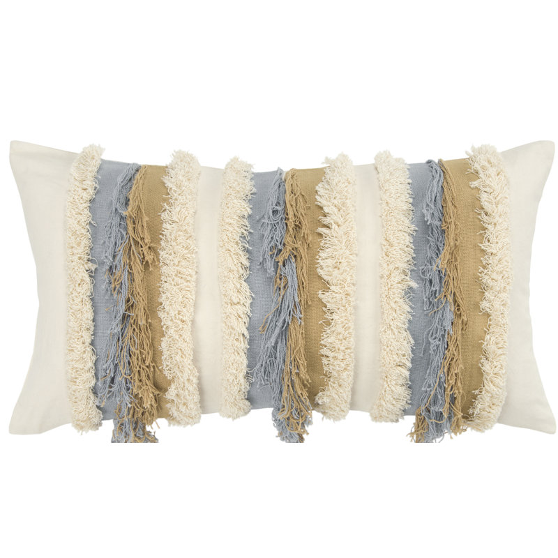 Small Multicolor Frayed Rectangular Bohemian Pillow