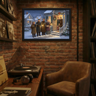 Christmas Christmas Carolers Singing In Snowy Night