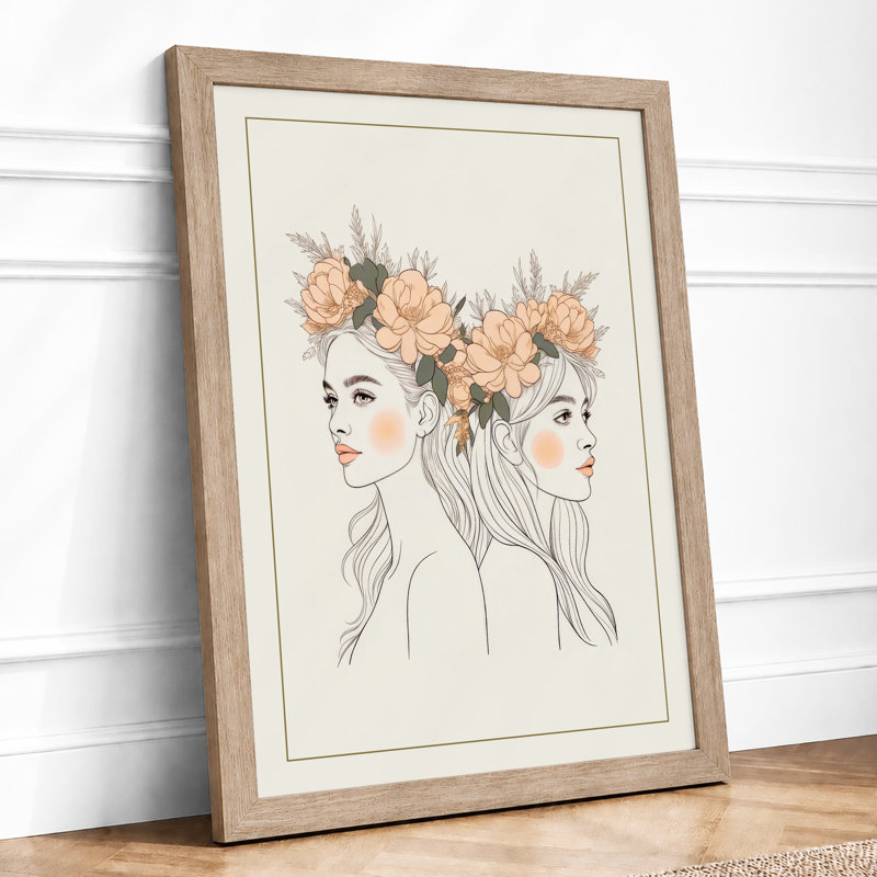 Double Crown Boho - Framed Print, Oak, A4 - 29.7 x 21.0 cm