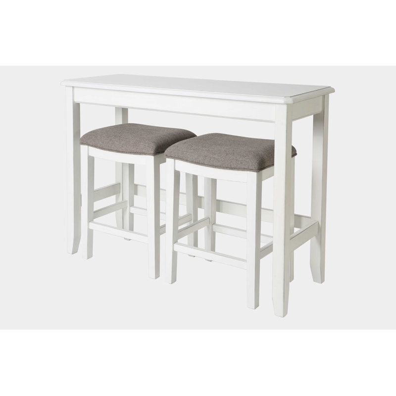 Deljan 49" Three Piece White Rectangular Solid and Manufactured Wood and Solid + Manufactured Wood Bar Table, White