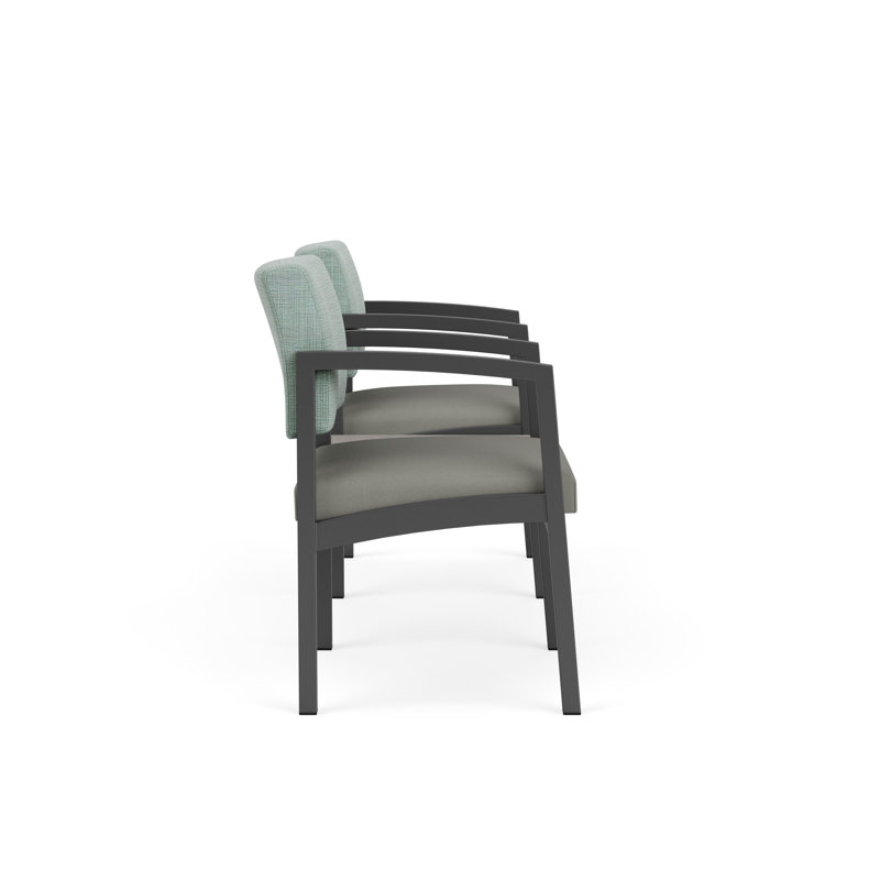 Structure en tandem 2 places avec table centrale Lenox, Gris anthracite, Sarum Twill, Chambray Seafoam/Patriot Plus Dove