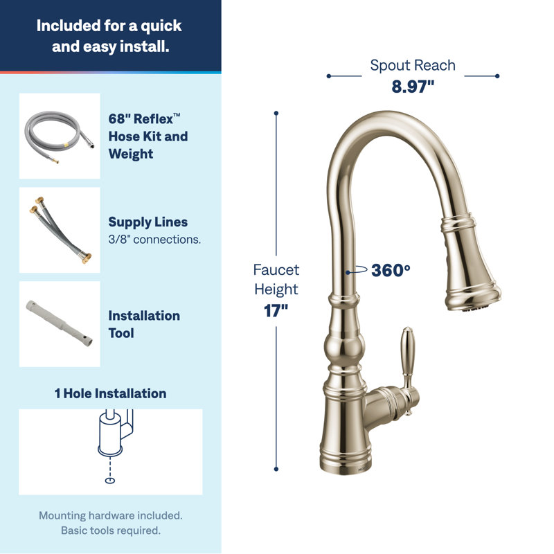 Robinet de cuisine Weymouth, Nickel poli