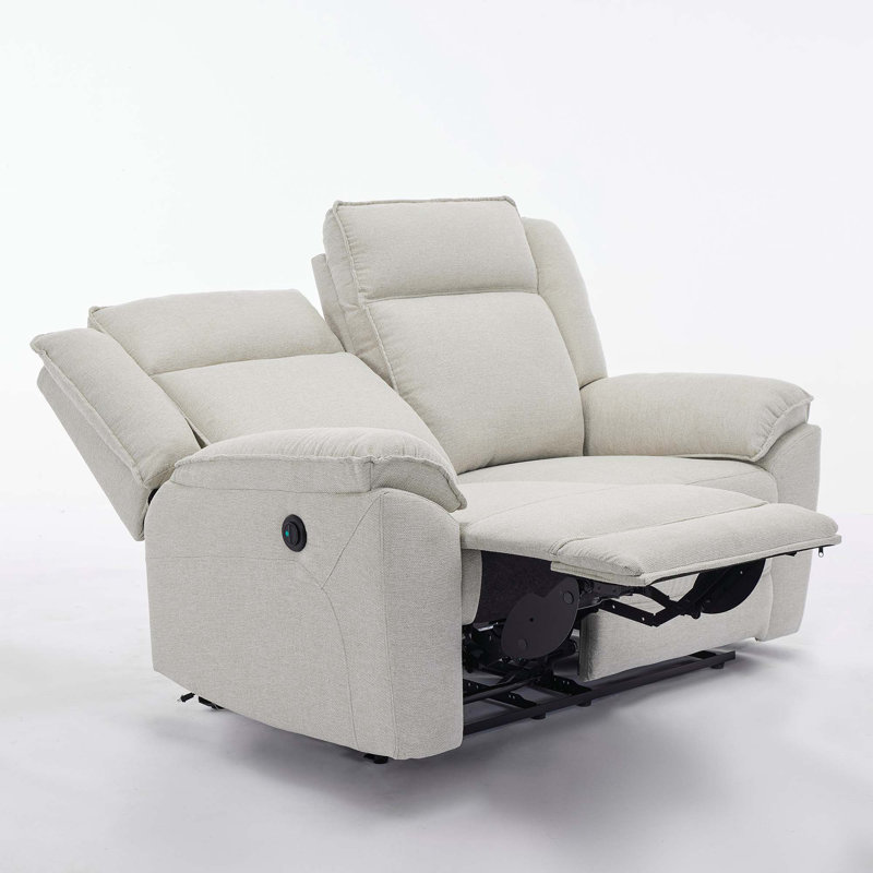 Beola Linen Electric Reclining Sofa, Beige, 2