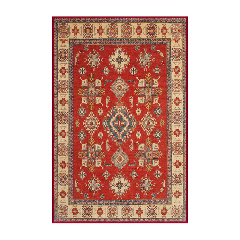 Tapis oriental rouge / beige / bleu, Rectangle 5 pi x 7 pi