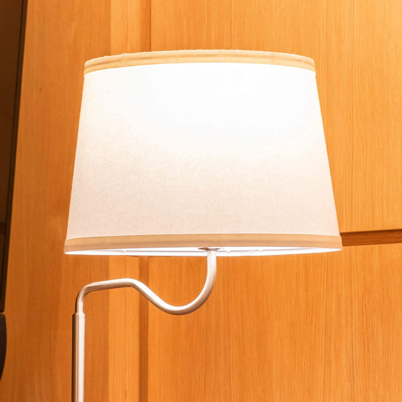 Modern Black End Table With White Shade, USB Charging, And Built-In Shelves