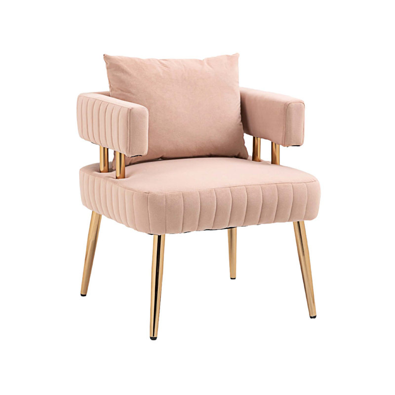 Izayah Upholstered Accent Chair, Pink Polyester Blend
