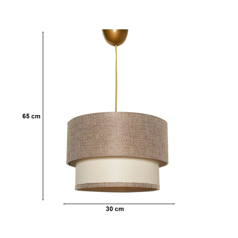 Lustre moderne avec corps en plastique, beige et crème, 11,8 po de diamètre x 25,6 po de hauteur | Douille E27, 40 W maximum | Design scandinave glamour | Éclairage élégant pour la maison et le bureau, élégant et fonctionnel