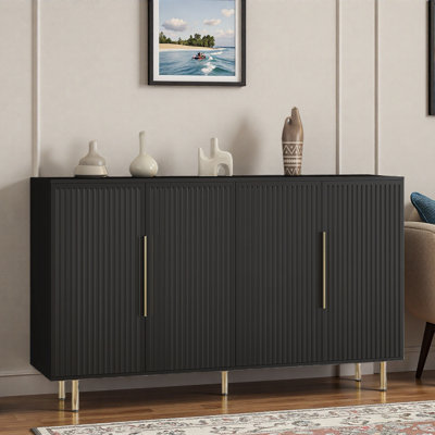 Buffet avec tablettes réglables et panneau cannelé à 4 portes