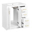 Meuble-lavabo de 30 po avec lavabo en céramique, structure en bois massif, charnières à fermeture en douceur, 3 tiroirs, rangement spacieux, motif de rainure unique, glissière de tiroir lisse, planches de style rétro, portes, rangement pour-1017088890