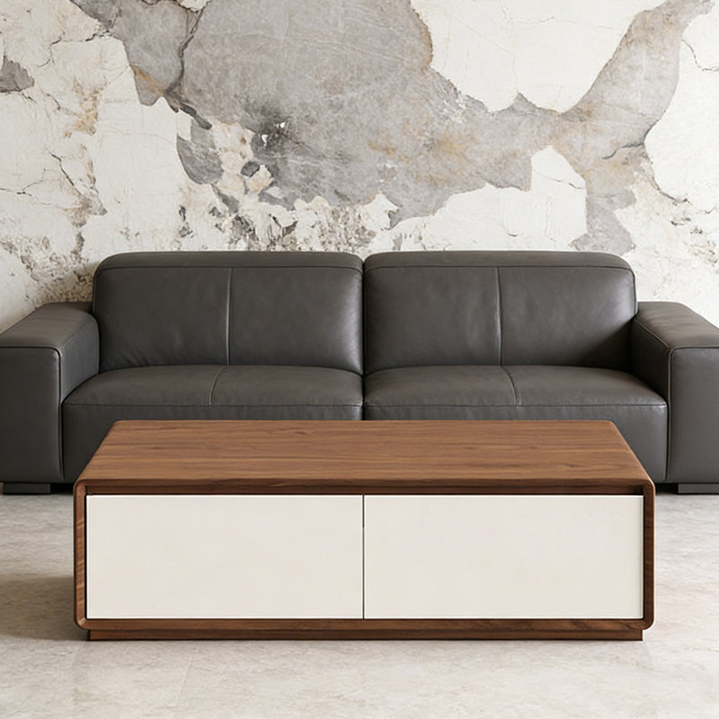 Table basse haut de gamme Modern Luxury, Blanc, 13.77" H x 39.37" L x 19.68" W
