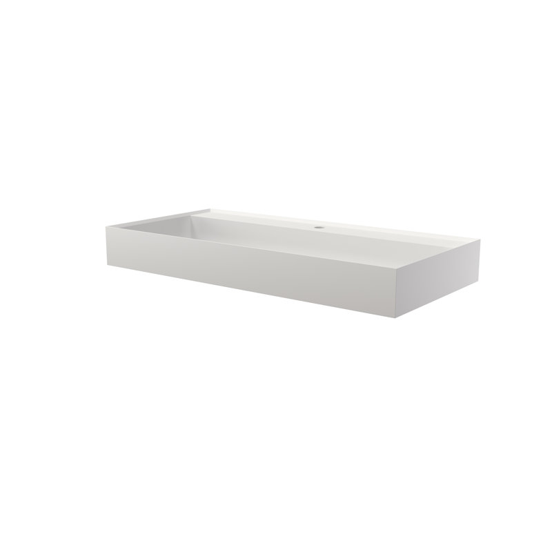 Lavabo de salle de bain mural rectangulaire 40 "avec lavabo vasque à surface solide avec trop-plein