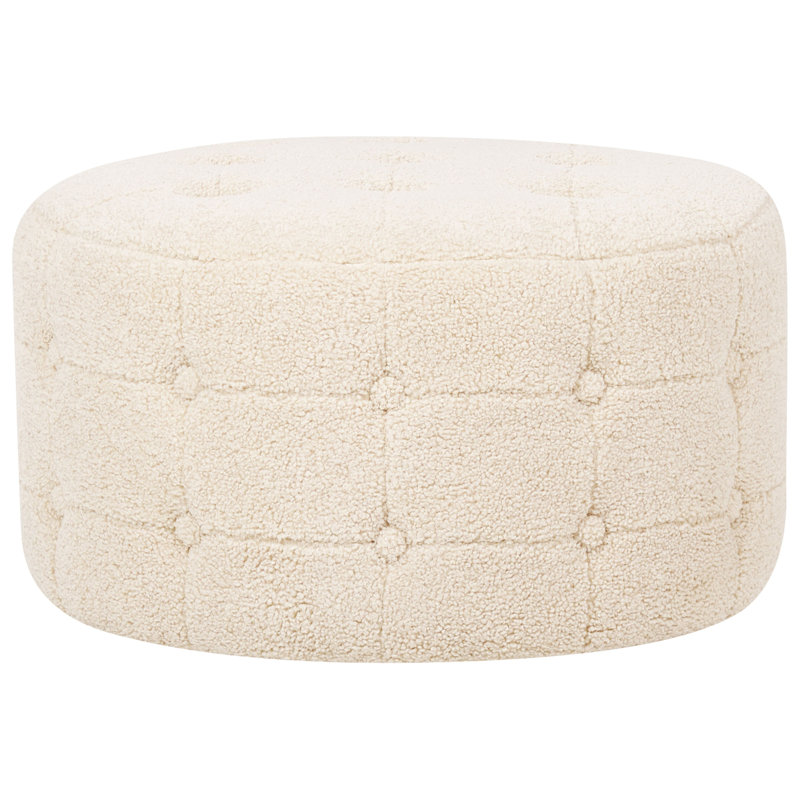 Krystalmae 55cm Wide Tufted Round Solid Colour Pouffe Ottoman, Beige