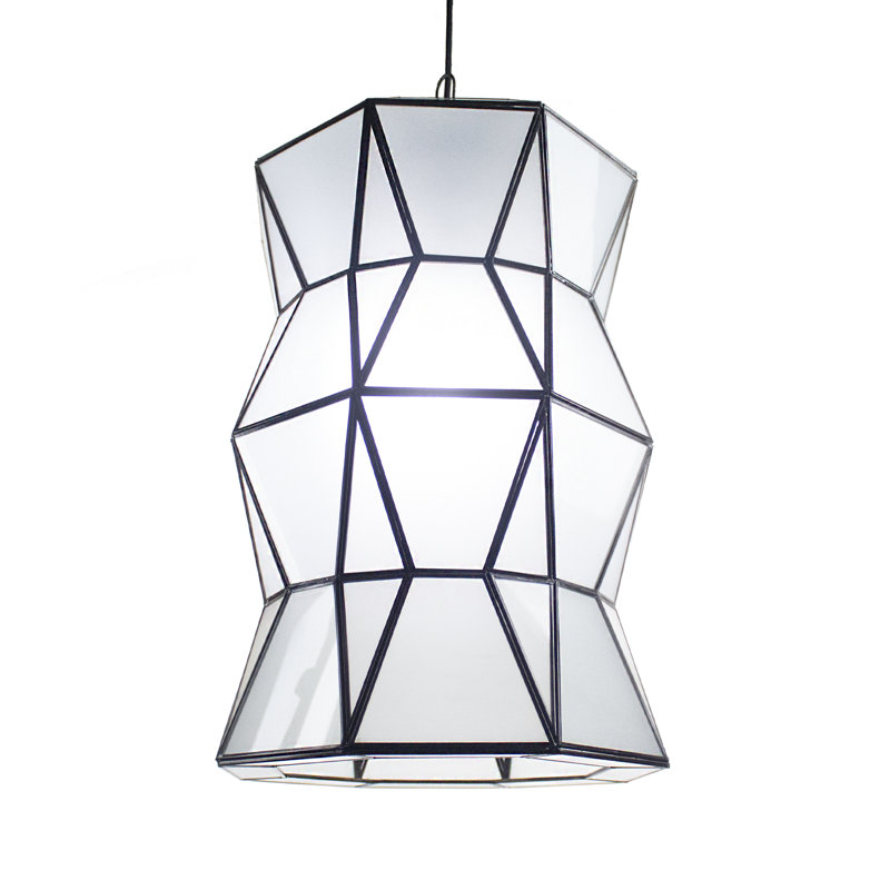 Luminaire suspendu en verre givré Hunter, Blanc