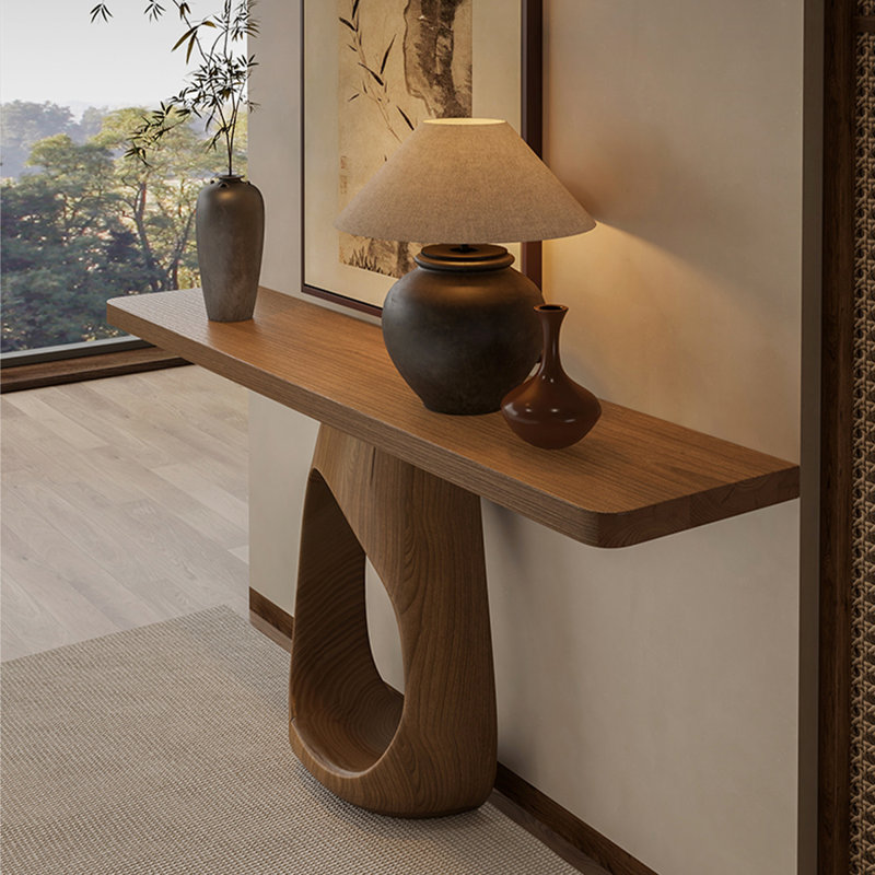 Console naturelle en bois massif, L 23,62 po x P 9,84 po x H 29,53 po