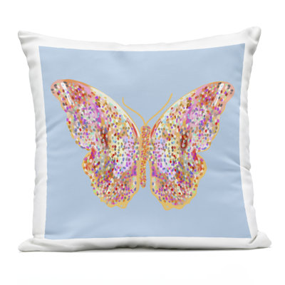 Speckled Glitzy Butterfly Outdoor Printed Pillow design by Ashley Singleton