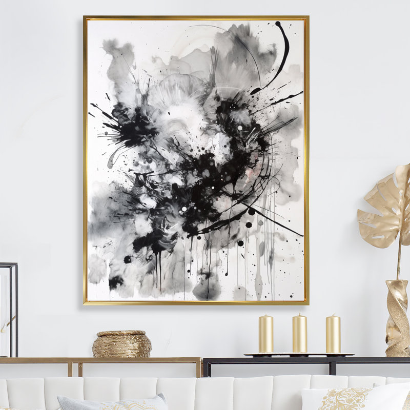 «Exploration des profondeurs du marbre noir II», reproduction sur toile, H 20 po x l 12 po x P 1 po, Cadre flottant doré