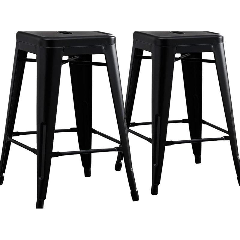 Tabourets de bar modernes en métal sans dossier de 2 sièges de 30 po, noir mat, rustique et solide, idéaux pour les bars à la maison, de style américain et les cuisines tendance