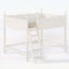 Lit mezzanine en bois massif pleine grandeur avec garde-corps pleine longueur, échelles et vaste espace sous le lit, beige-1324435122-1324435127