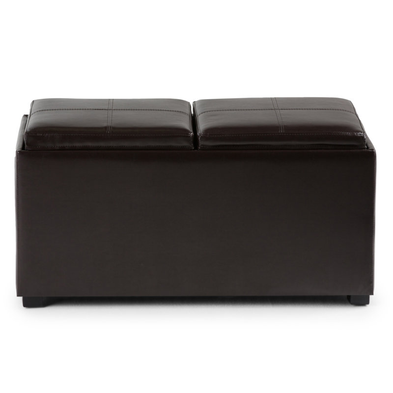 Brown Faux Leather 5-Piece Storage Ottoman Set