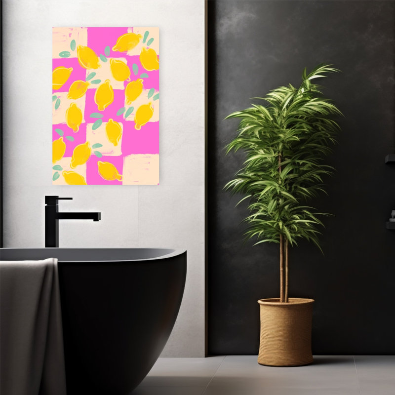 «Freshlemonsno04», art abstrait moderne aux fruits éclatants, H 24 po x l 16 po