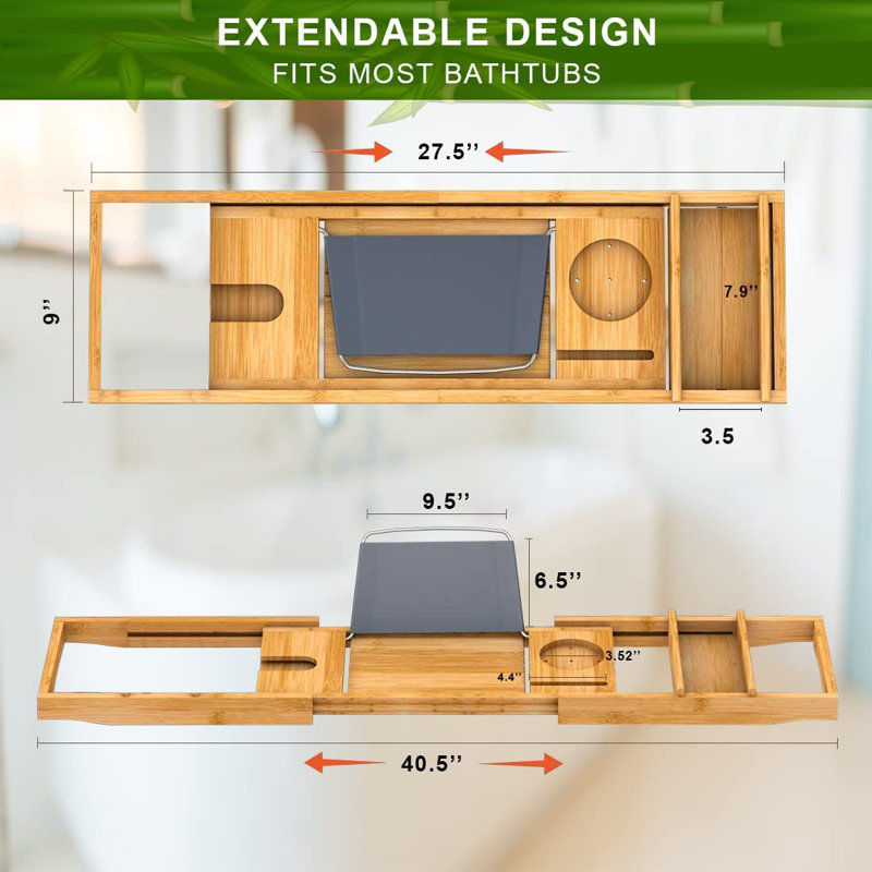 Minnick Freestanding Bamboo Bath Caddy