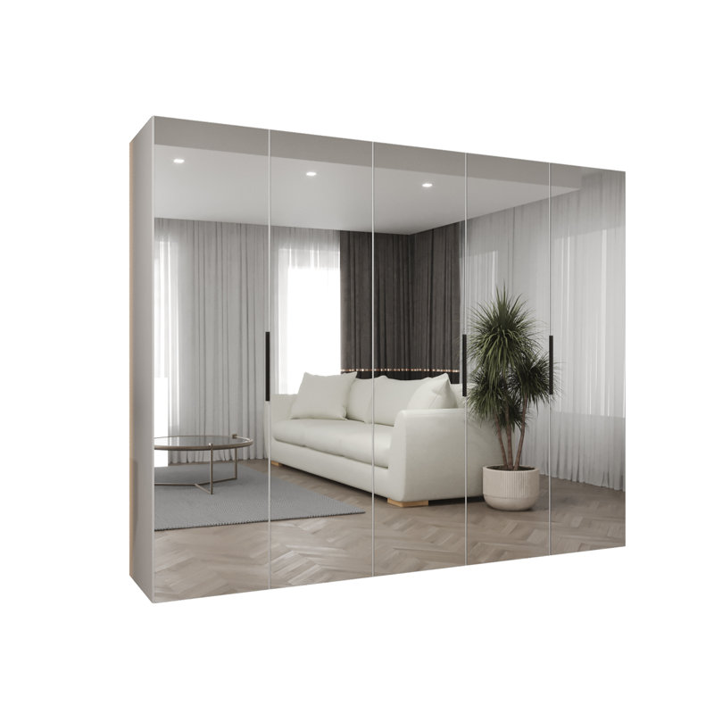 Manufactured Wood Wardrobe, white matt + handles: black