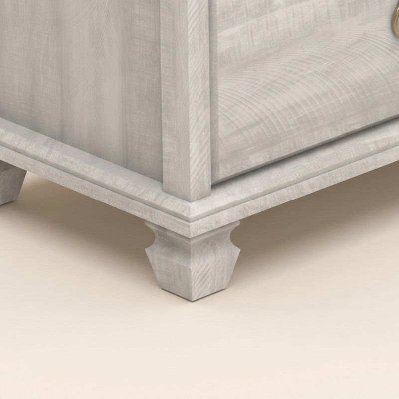 Commode traditionnelle à 6 tiroirs avec pieds en bois massif Weston, Chêne gris cendré