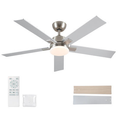 Élégant ventilateur de plafond à fixation verticale avec lumière DEL, moteur réversible et télécommande