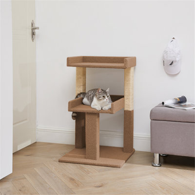 Tott and Eling 2-Tier Cat Tree Tower; Cat Condo with Perch; Sturdy Cat Towers for Large Indoor Cats
