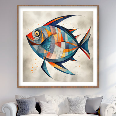 Poissons géométriques - reproduction encadrée pour la décoration intérieure