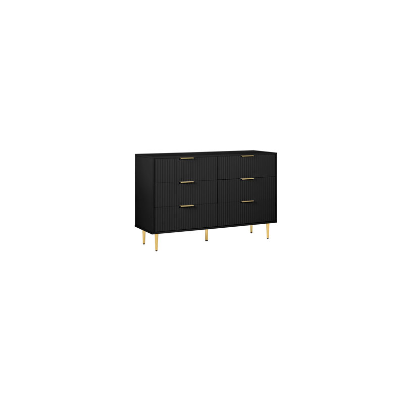 Bethzaida 6 Drawer Fluted Chest, Black