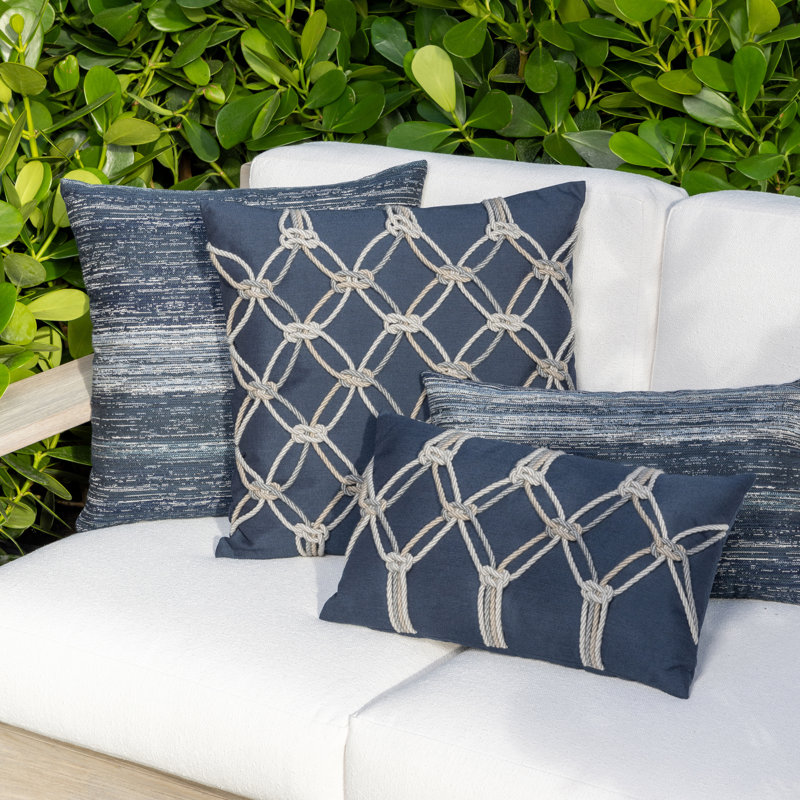 Lagoon Lumbar Indoor/Outdoor Pillow Cover & Insert, Indigo, Rectangular 12" x 20"