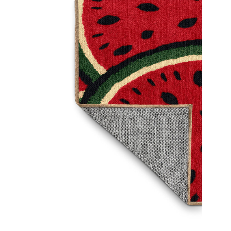 Washable Watermelon Seeded Fruits Area Rug, Rectangle 4' x 6'